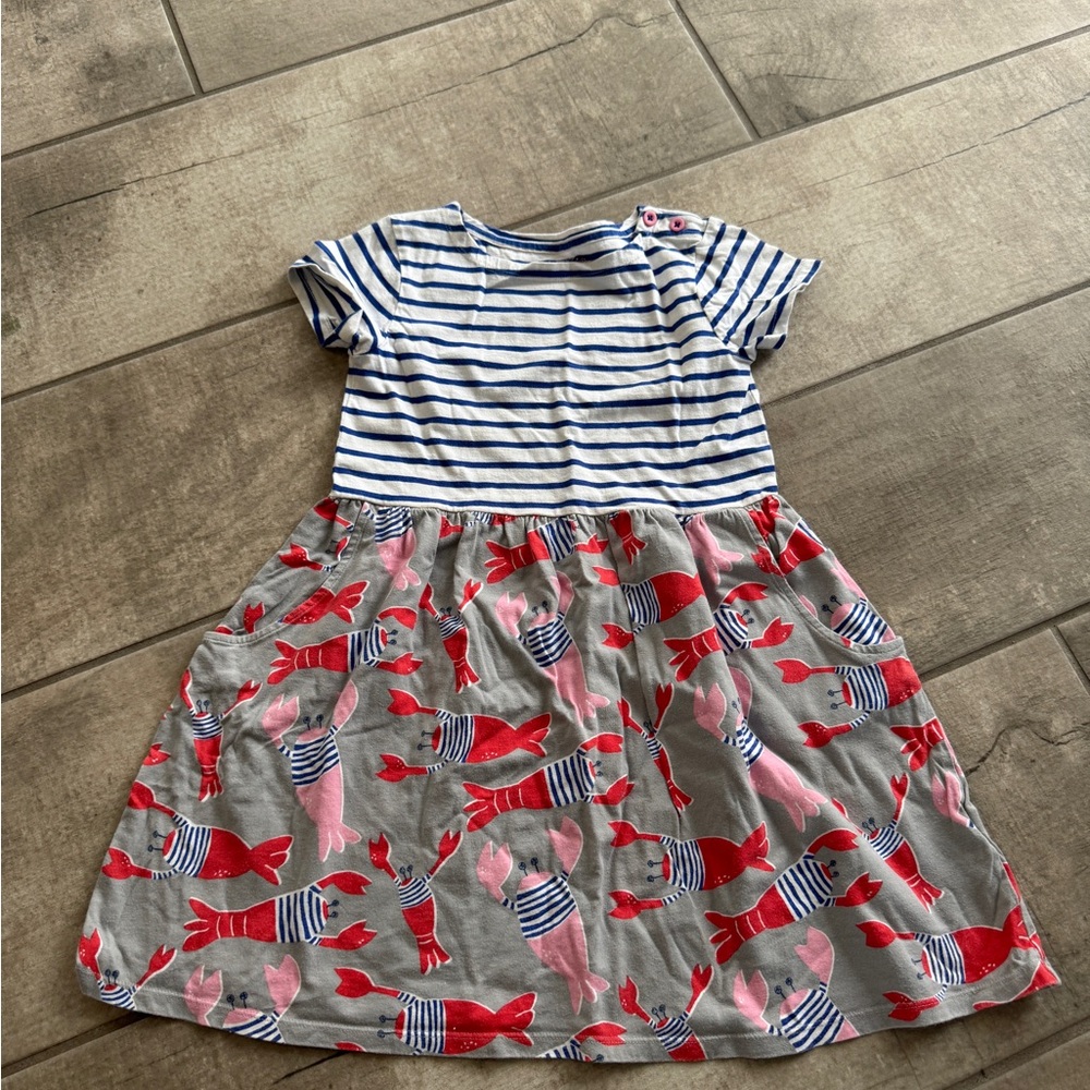 Mini BODEN  Top Kids Dress with Lobster Print - Blue & Red size 7-8